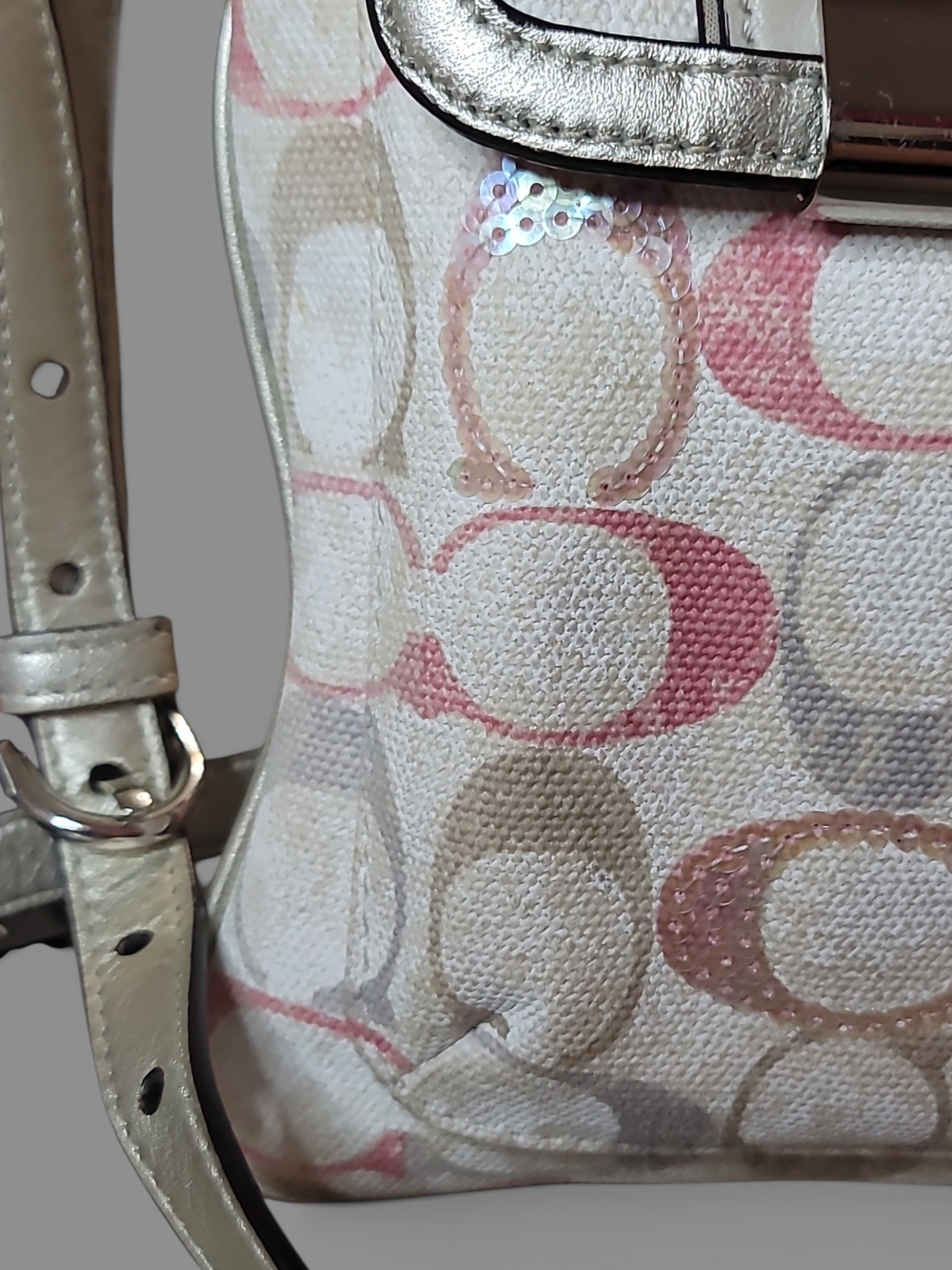 COACH Ashley Pastel/Silver Swing Pack w/Sequins EUC - Picture 3 of 7